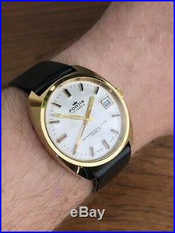 Vintage 1970s All Original Mint Fortis Gold Plated Mens Dress Watch 35mm