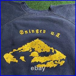 Vintage 60S Sweatshirt Mens M Blue Cotton Eningen Mountain Sweater USA Raglan