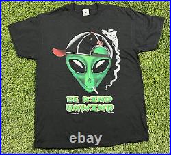 Vintage 90's The Mountain Be Kind Unwind Alien Marijuana T-Shirt Men's L Black