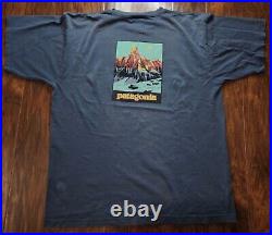 Vintage 90s Patagonia Beneficial Blue L T-Shirt Mount Fitz Roy USA