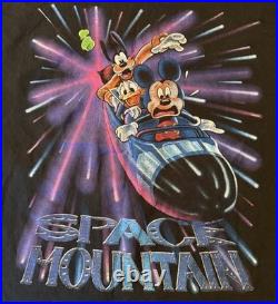 Vintage Disney Space Mountain T Shirt Mickey Mouse Men's Size Large USA Black