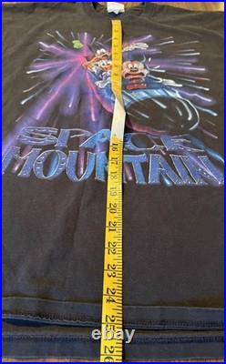 Vintage Disney Space Mountain T Shirt Mickey Mouse Men's Size Large USA Black