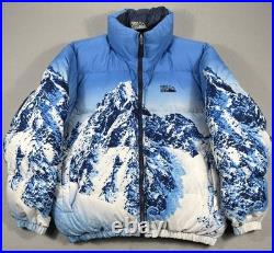 Vintage First Down Puffer Jacket Mens Large Mountain All Over Print Reversible