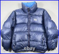 Vintage First Down Puffer Jacket Mens Large Mountain All Over Print Reversible