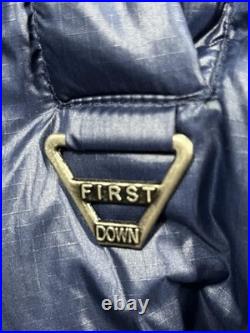Vintage First Down Puffer Jacket Mens Large Mountain All Over Print Reversible