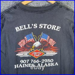 Vintage Harley Davidson Shirt XL Black 90s 3d Emblem 1990 Eagle Mountain Faded