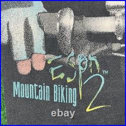Vintage Mountain Biking Shirt Mens L Black ESPN 2 All Over Print Lance Armstrong