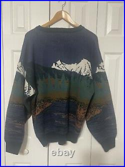 Vintage Orvis Scenic Embroidered Mallard Duck Crewneck Sweater Mens XL Mountain