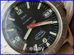 Vintage PAT Sous Marine 20 ATM Diver withMint Dial, Patina, All SS Case, Runs Strong