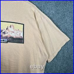 Vintage Patagonia Shirt Mens XL Orange 90s Art Surf Nature Mountains USA Faded