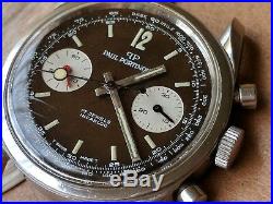 Vintage Paul Portinoux Chronograph withMint Tropical Brown Dial, Divers All SS Case
