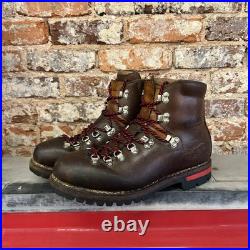 Vintage RAICHLE Brown All-Leather Mountain Hiking Red Lace Boots Men US 10.5