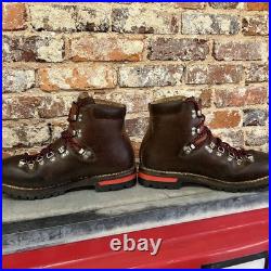 Vintage RAICHLE Brown All-Leather Mountain Hiking Red Lace Boots Men US 10.5