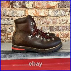 Vintage RAICHLE Brown All-Leather Mountain Hiking Red Lace Boots Men US 10.5
