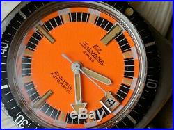 Vintage Silvana Diver withMint Orange Dial, Patina, All SS Case, ETA 2472, Runs Strong