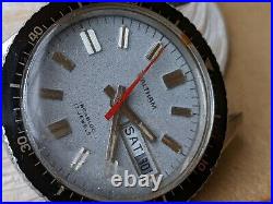 Vintage Waltham Day-Date Diver withMint Gray Dial, Patina, All SS Case, Runs Strong