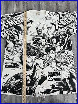 Vintage XMen 1993 Marvel All Over Print Mega T-Shirt Size XL Mint