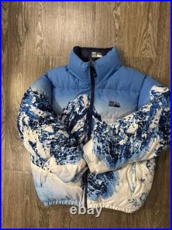 Vtg First Down Mountain All Over Print Reversible Down Puffer Jacket 90s Mens M