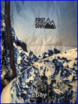 Vtg First Down Mountain All Over Print Reversible Down Puffer Jacket 90s Mens M
