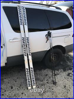 Vtg Rossingol skis withSalomon bindings R6000 Torsion Box withRocky Mountain Ski Bag