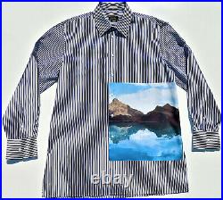 ZAEA RELAXED FIT Mountain reflection, Lake Image Men's Striped Shirt Size XL