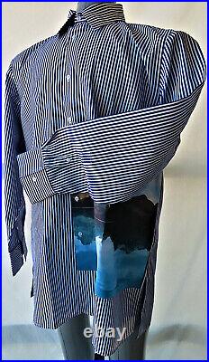 ZAEA RELAXED FIT Mountain reflection, Lake Image Men's Striped Shirt Size XL