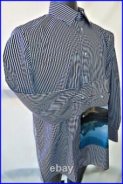 ZAEA RELAXED FIT Mountain reflection, Lake Image Men's Striped Shirt Size XL